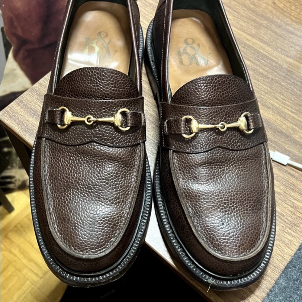 Blackstock & Weber Brown Pebbled Leather Bit Loafers